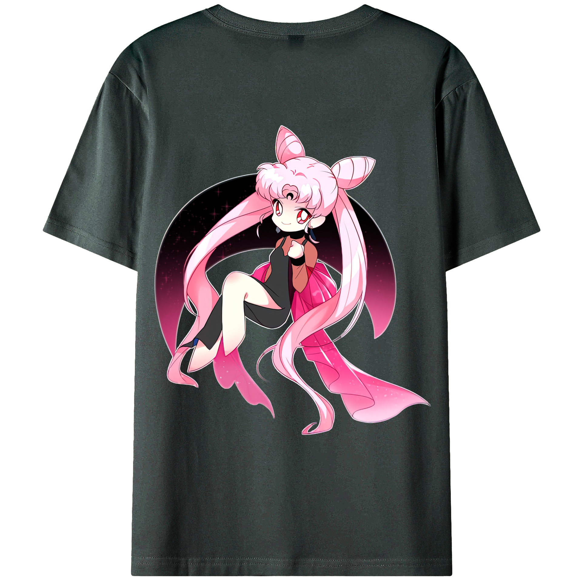 （画像用） 美少女戦士セーラームーン ちびうさ Sailor Moon Chibiusa Tsukino Usagi Small Lady Serenity 綿100％ メンズ半袖Tシャツ（バックプリント） 通気性